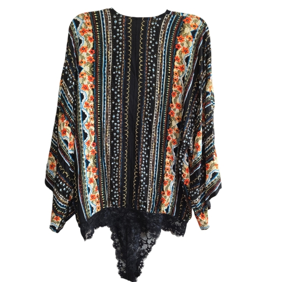 Intimately Free People For You Boho Bodysuit Large Billowy Sleeves Surplice Neck - Picture 7 of 10